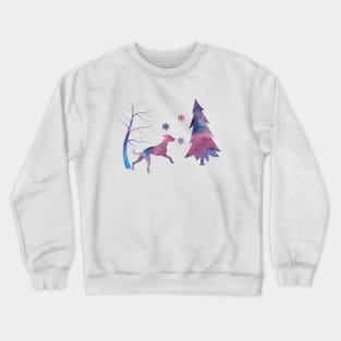 Whippet Art Winter Snowflakes Crewneck Sweatshirt